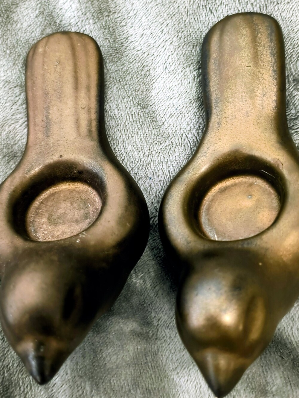 Pair Of Bird Votive Candle Holders, Ceramic, Bronze Colour, London Drugs, NWT